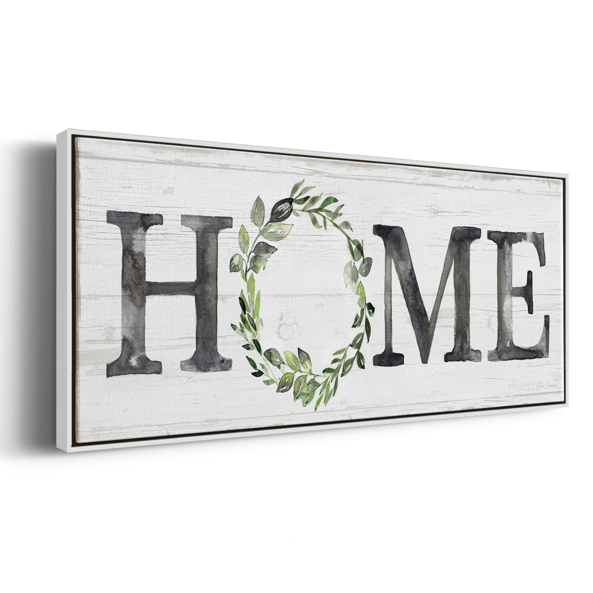 Gray Home Wreath - Floater Framed Canvas Print