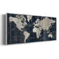 Old World Map Blue - Floater Framed Canvas Print