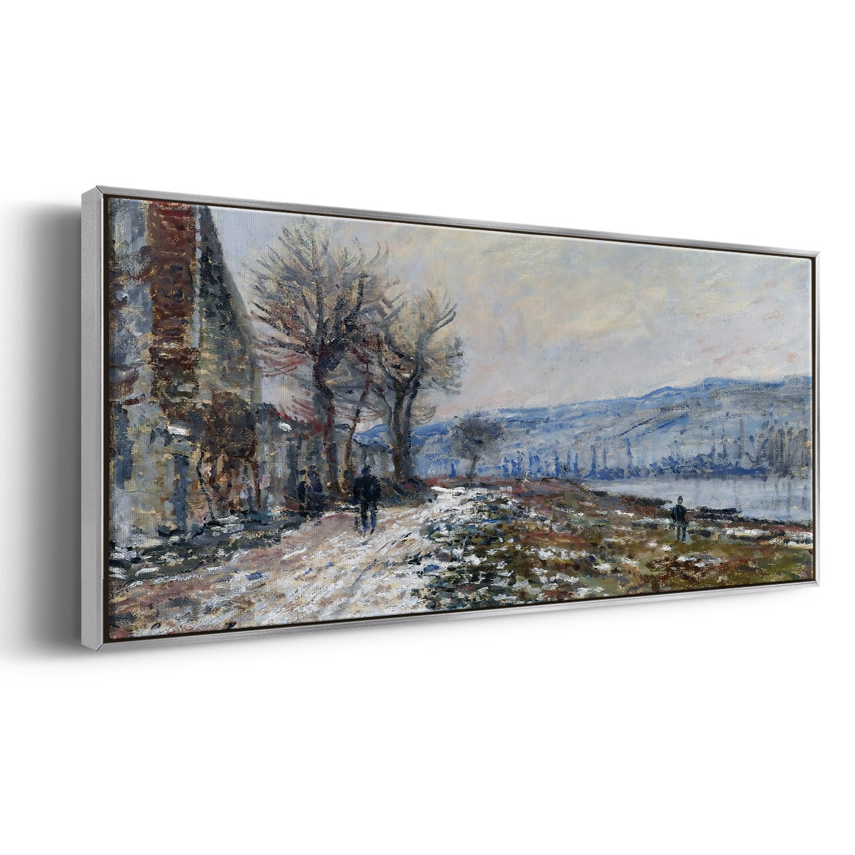 The Seine at Lavacourt, Effect of Snow, 1879 - Floater Framed Canvas Print