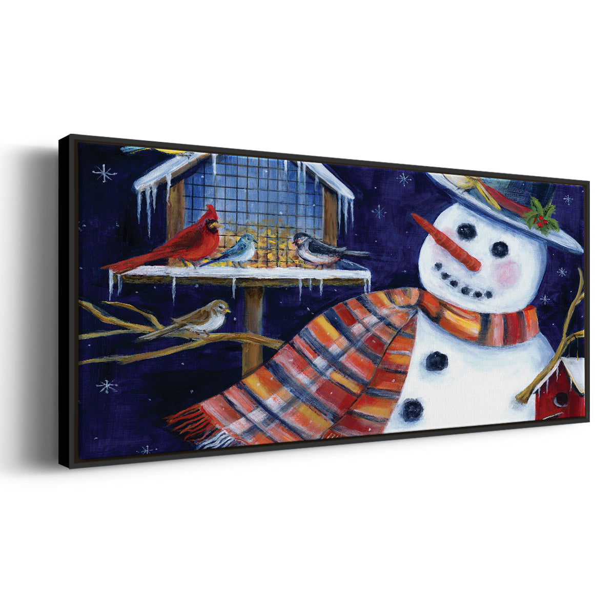 Snow Friends - Floater Framed Canvas Print