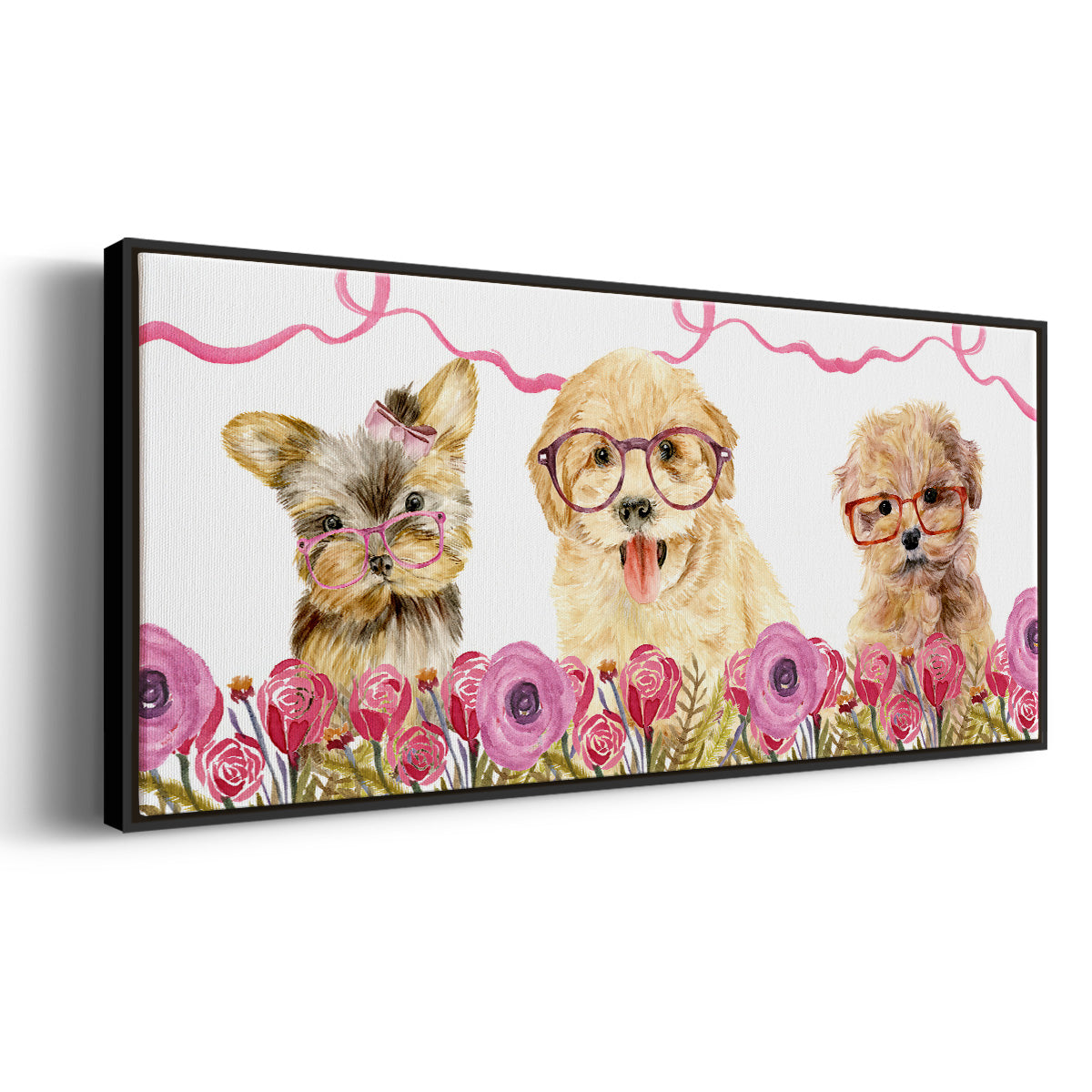 Puppy Valentine Collection D - Floater Framed Canvas Print