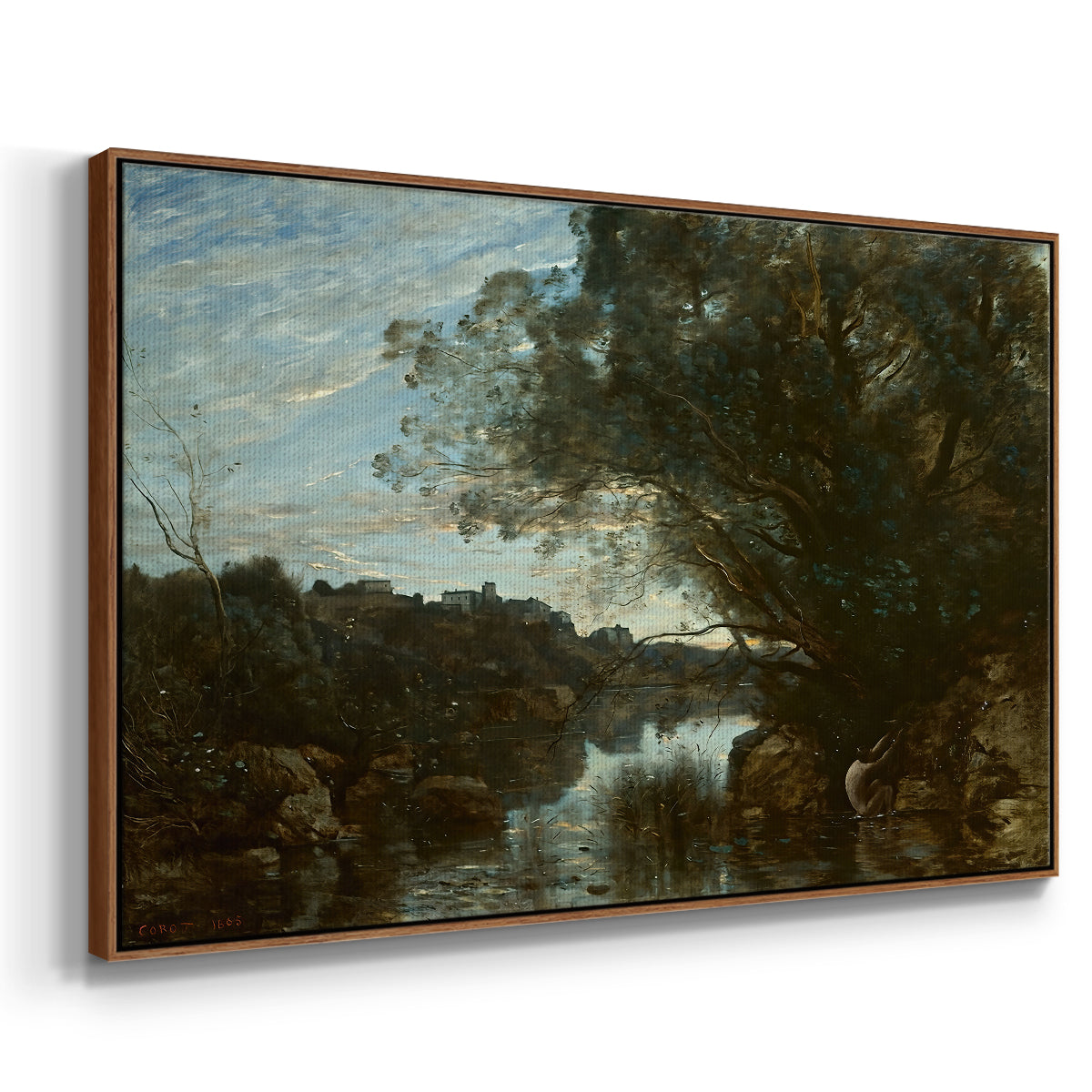 Souvenir of the Environs of Lake Nemi, 1865 - Floater Framed Canvas Print