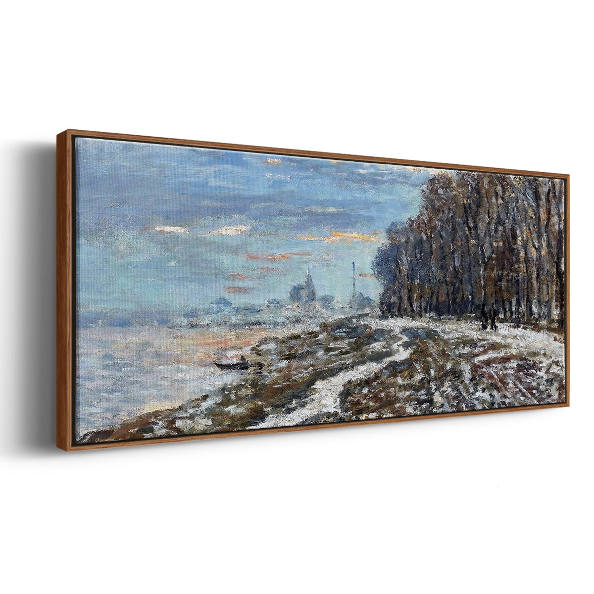 The Promenade at Argenteuil, Winter's Evening, 1875 - Floater Framed Canvas Print