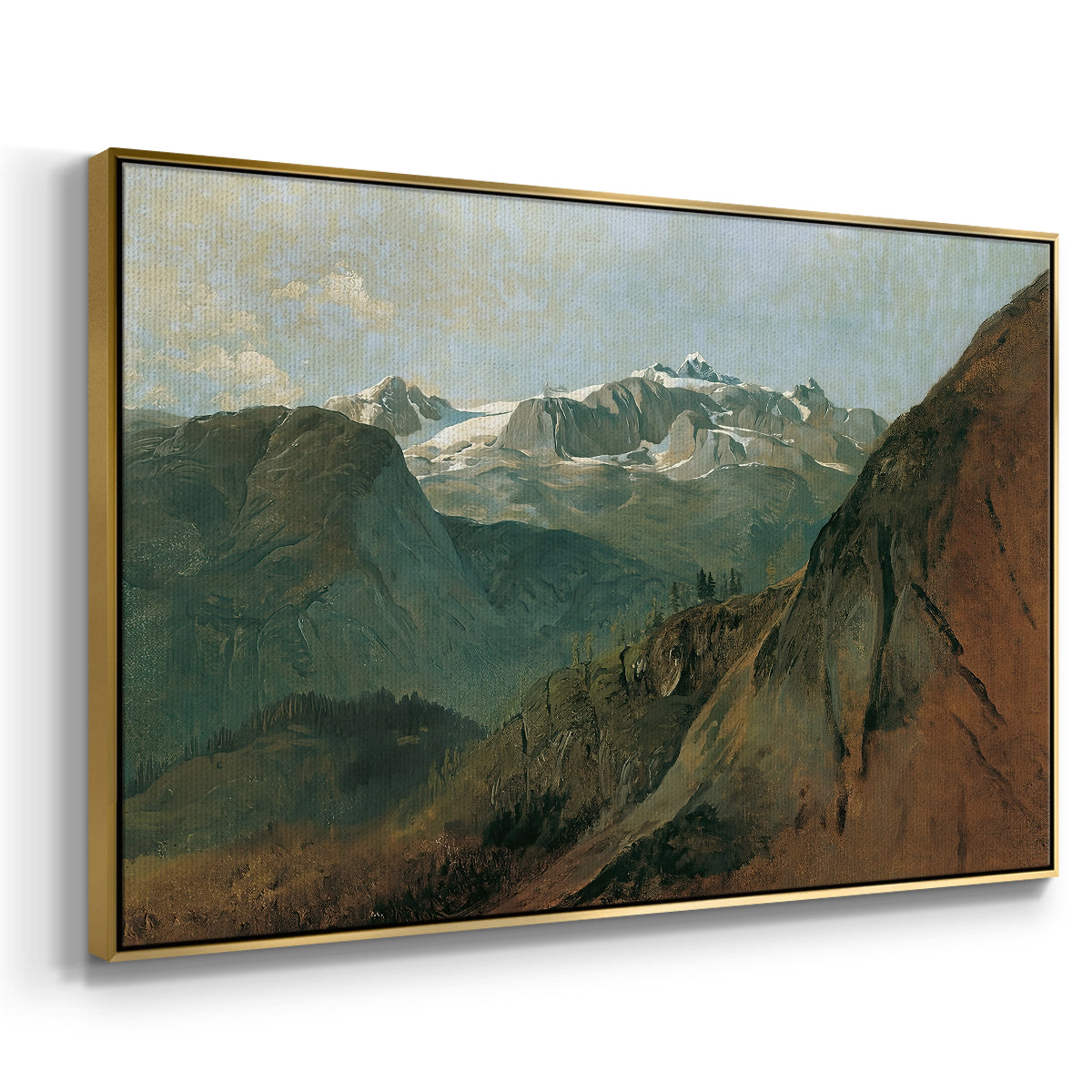 The Dachstein from the Plassen near Hallstatt, 1827 - Floater Framed Canvas Print