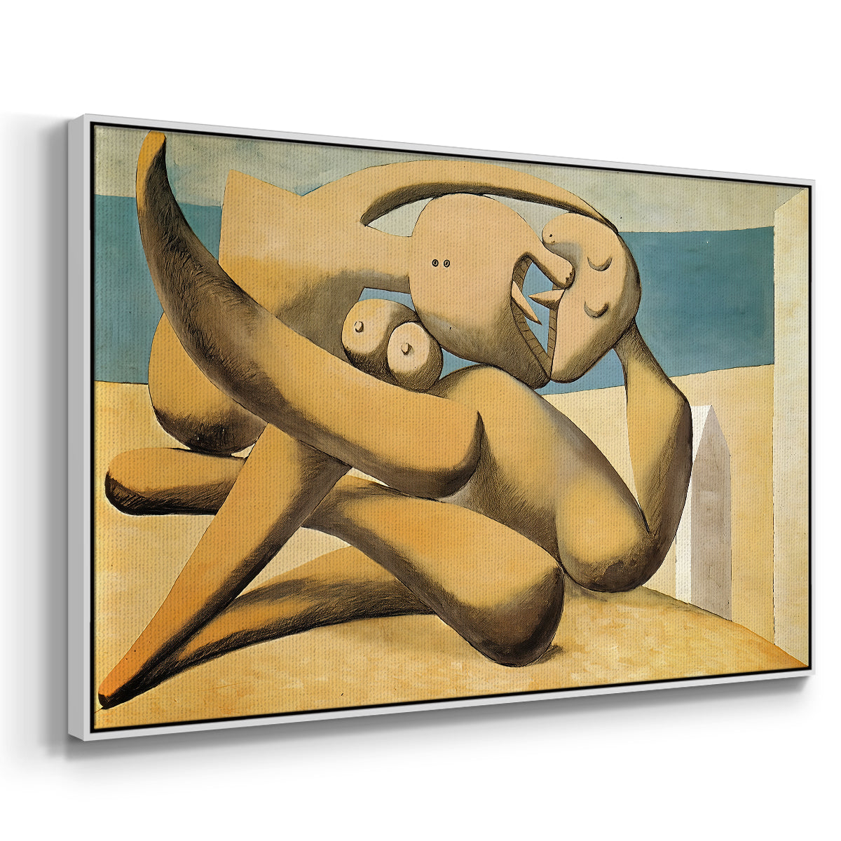 Figures at the Seaside (The Kiss), 1931 - Floater Framed Canvas Print