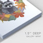 Raccoons Autumn Leaf Wreath - Canvas Art Print