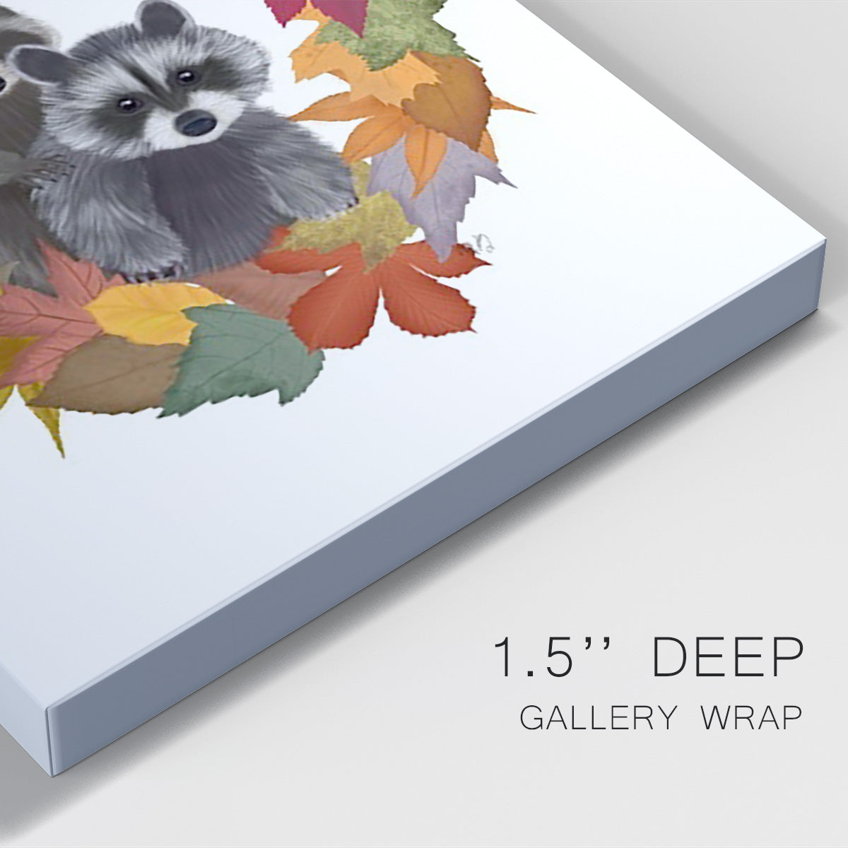 Raccoons Autumn Leaf Wreath - Canvas Art Print