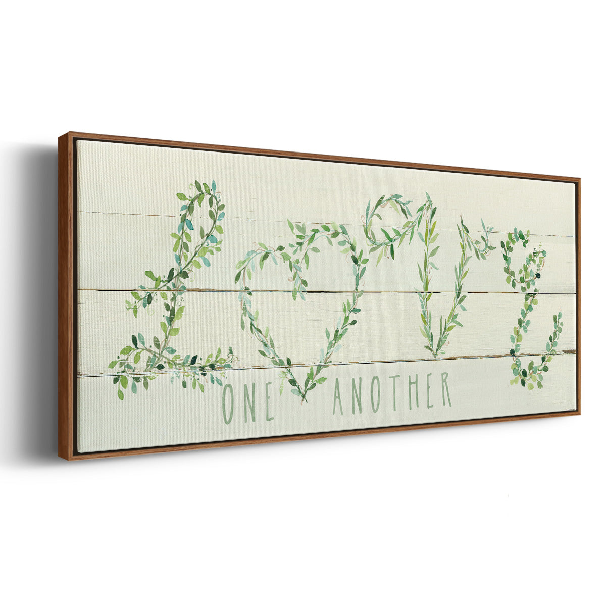 Shiplap Vines Love - Floater Framed Canvas Print
