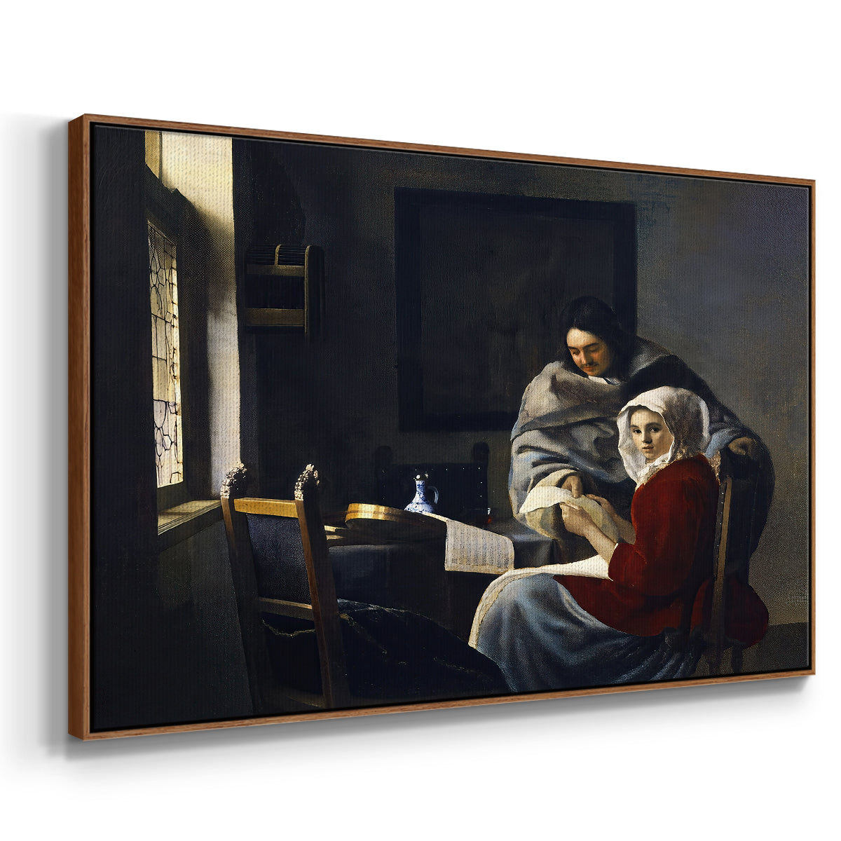 Girl Interrupted at Her Music, c. 1658-1659 - Floater Framed Canvas Print