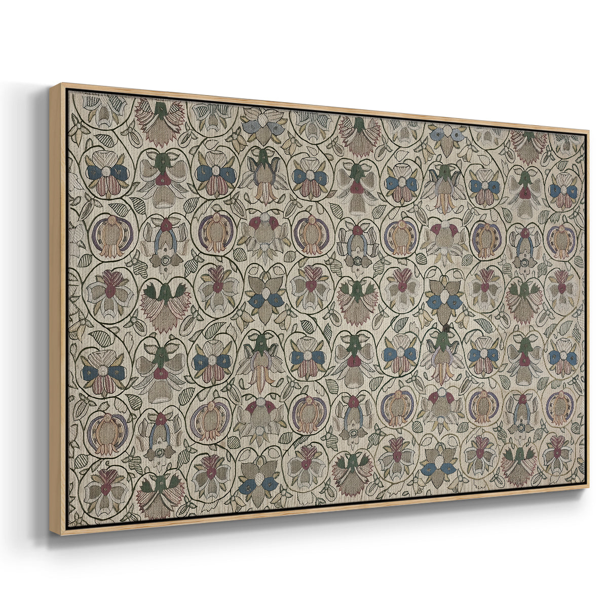 Long Cushion Cover (Printed Textile), c. 1600 - Floater Framed Canvas Print