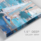 Close-up view of wrapped canvas corner featuring graphic pop style sailboats.
