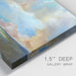 Close-up view of wrapped canvas corner featuring dawn light breaking over water.