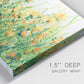Close-up view of wrapped canvas corner featuring colorful garden flowers in bloom.
