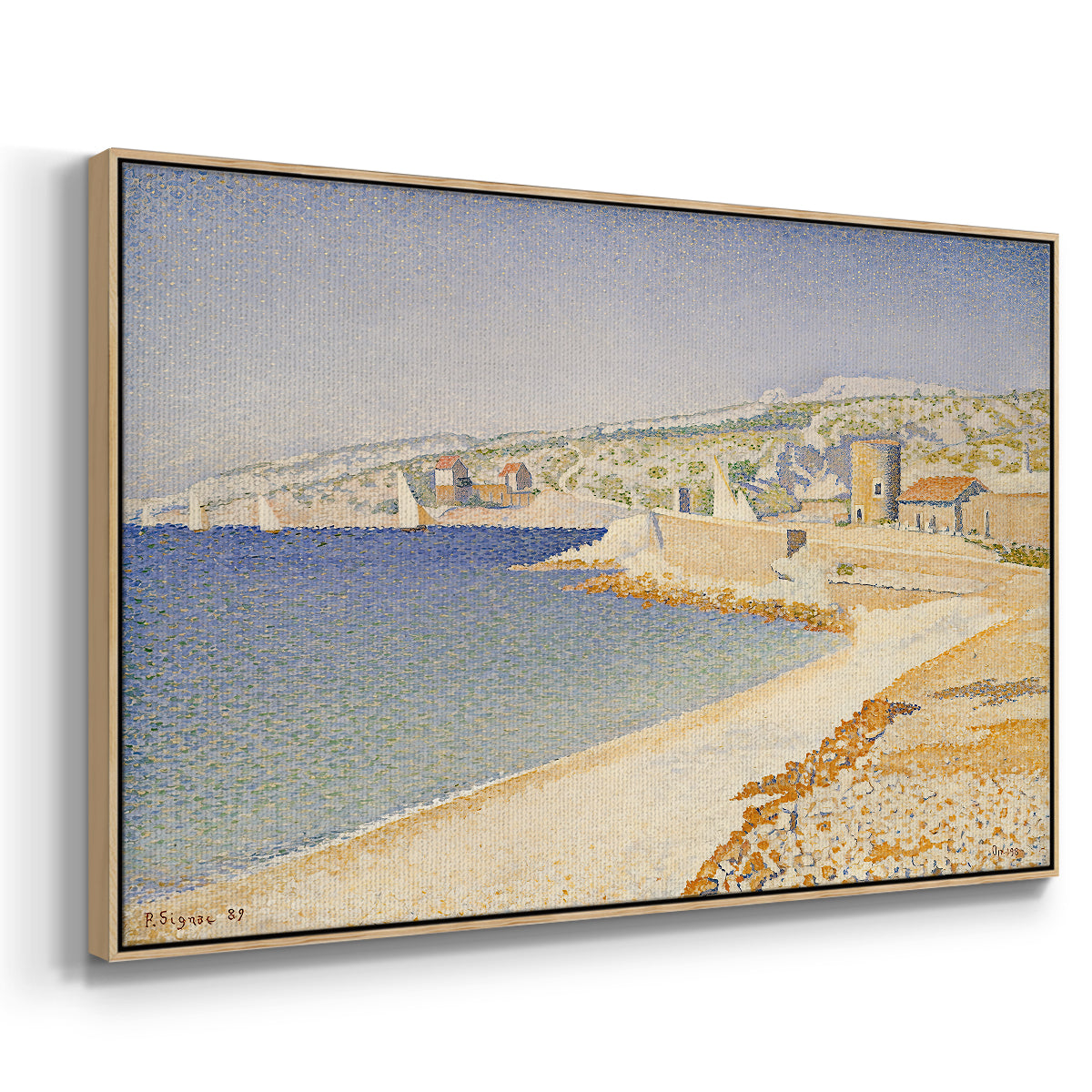 The Jetty at Cassis, Opus 198, 1889 - Floater Framed Canvas Print