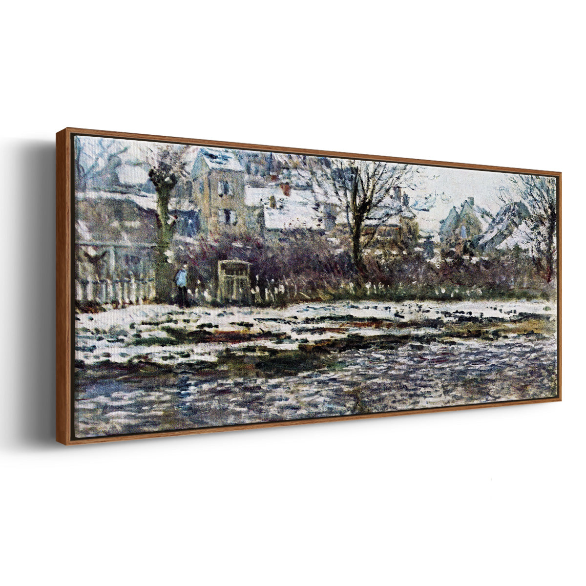 Snow in Vétheuil - Floater Framed Canvas Print