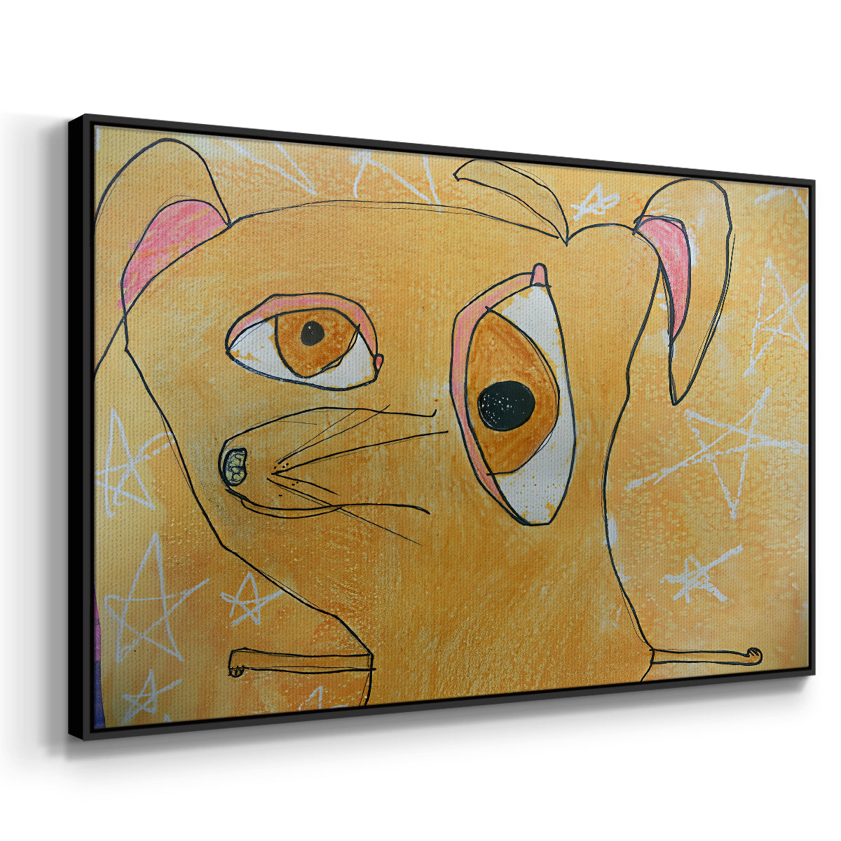 Cubist Dog with Stars (Student Art) - Floater Framed Canvas Print