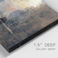 Close-up view of wrapped canvas corner featuring winter river sunset with reflections.