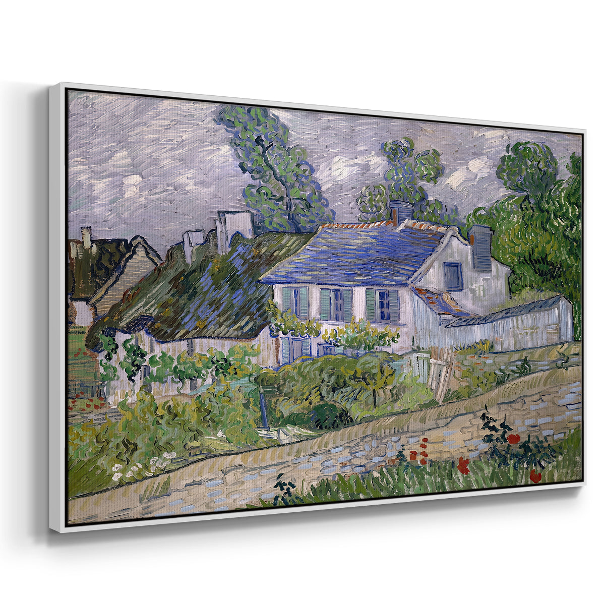 Houses in Auvers, 1890 - Floater Framed Canvas Print