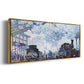 Saint Lazare Station in Paris, Arrival of a Train - Floater Framed Canvas Print