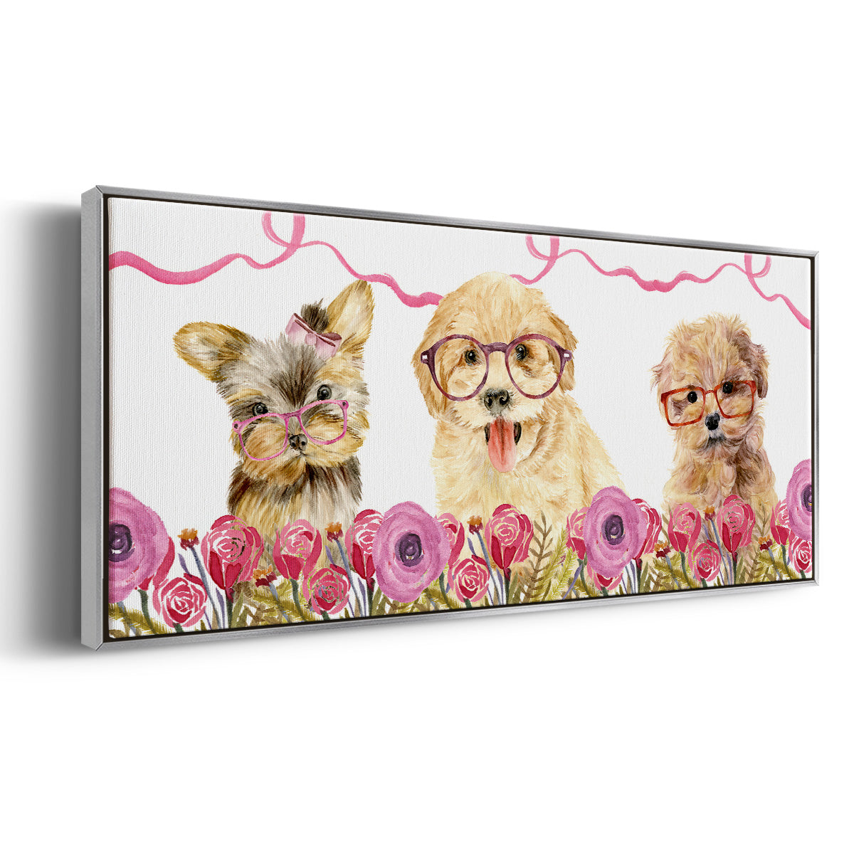 Puppy Valentine Collection D - Floater Framed Canvas Print