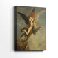 Side view of a canvas art print of a mythological scene with detailed forms and shadow, showing gallery-wrapped depth.