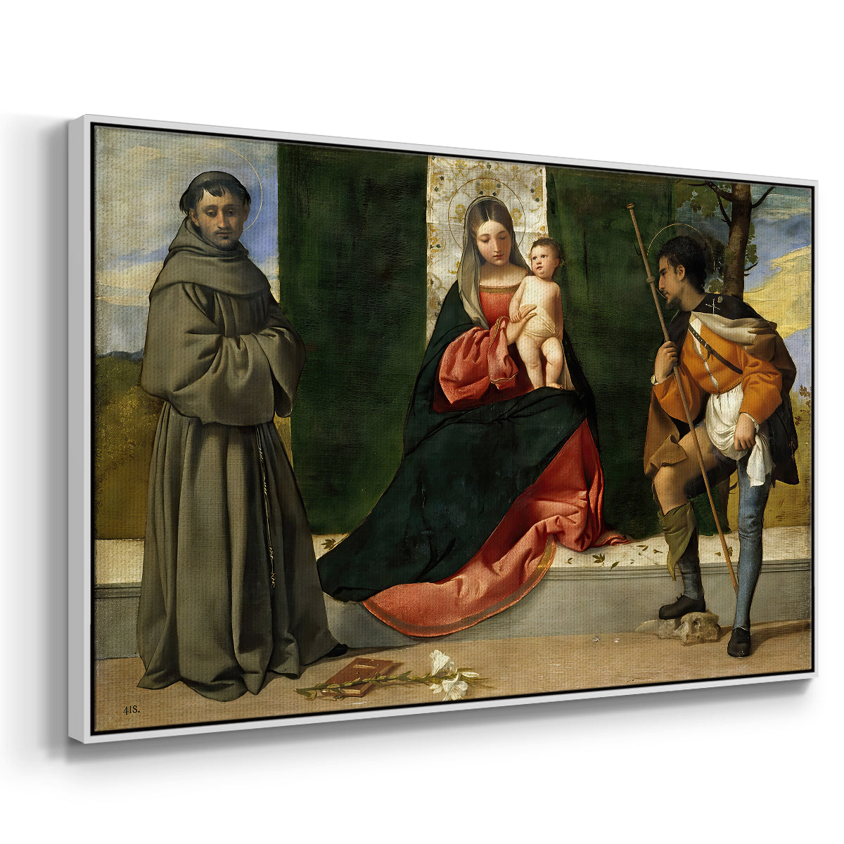 Madonna and Child with Saints Anthony of Padua and Roch, c. 1510 - Floater Framed Canvas Print