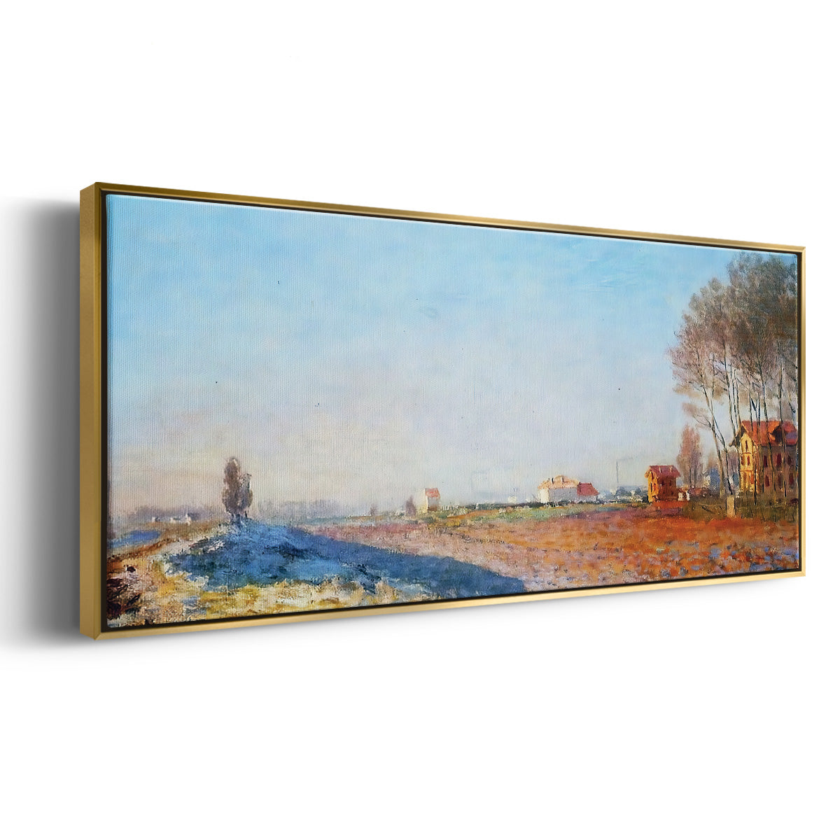 The Plain of Colombes, White Frost, 1873 - Floater Framed Canvas Print