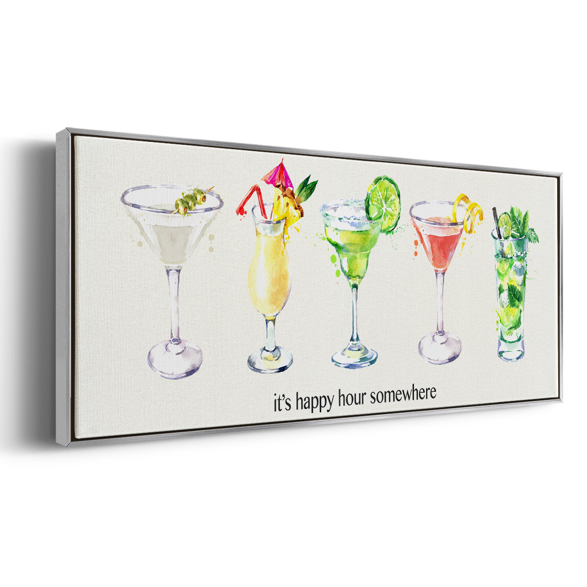 Happy Hour Cocktails - Floater Framed Canvas Print