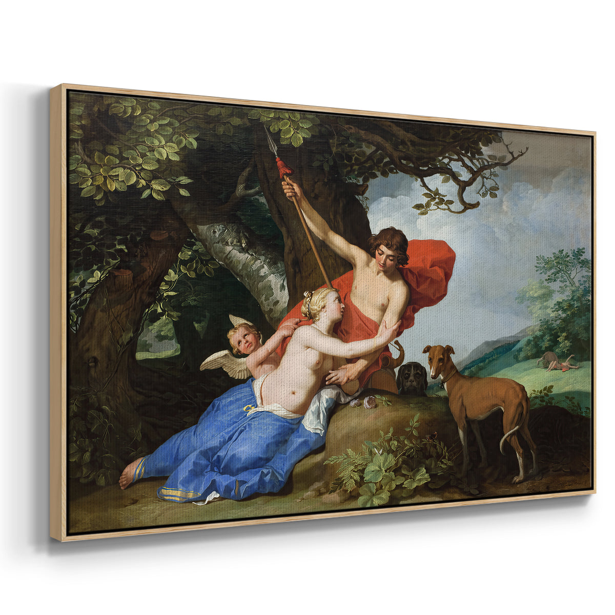 Venus and Adonis, 1632 - Floater Framed Canvas Print