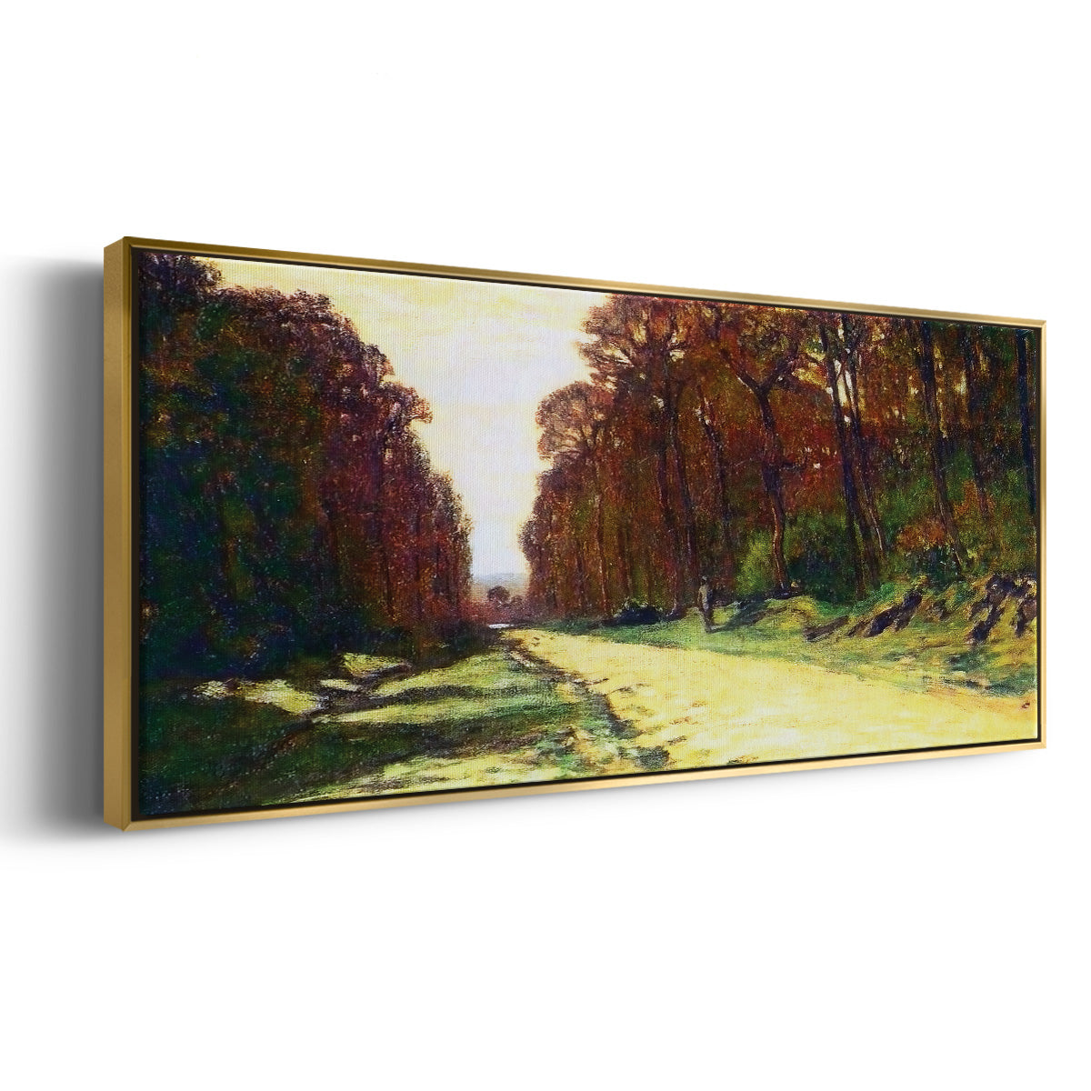 Road in a Forest Fontainebleau, 1864 - Floater Framed Canvas Print