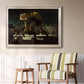 American social club scene painting by George Bellows in an ornate champagne frame displayed in a light-toned interior setting.