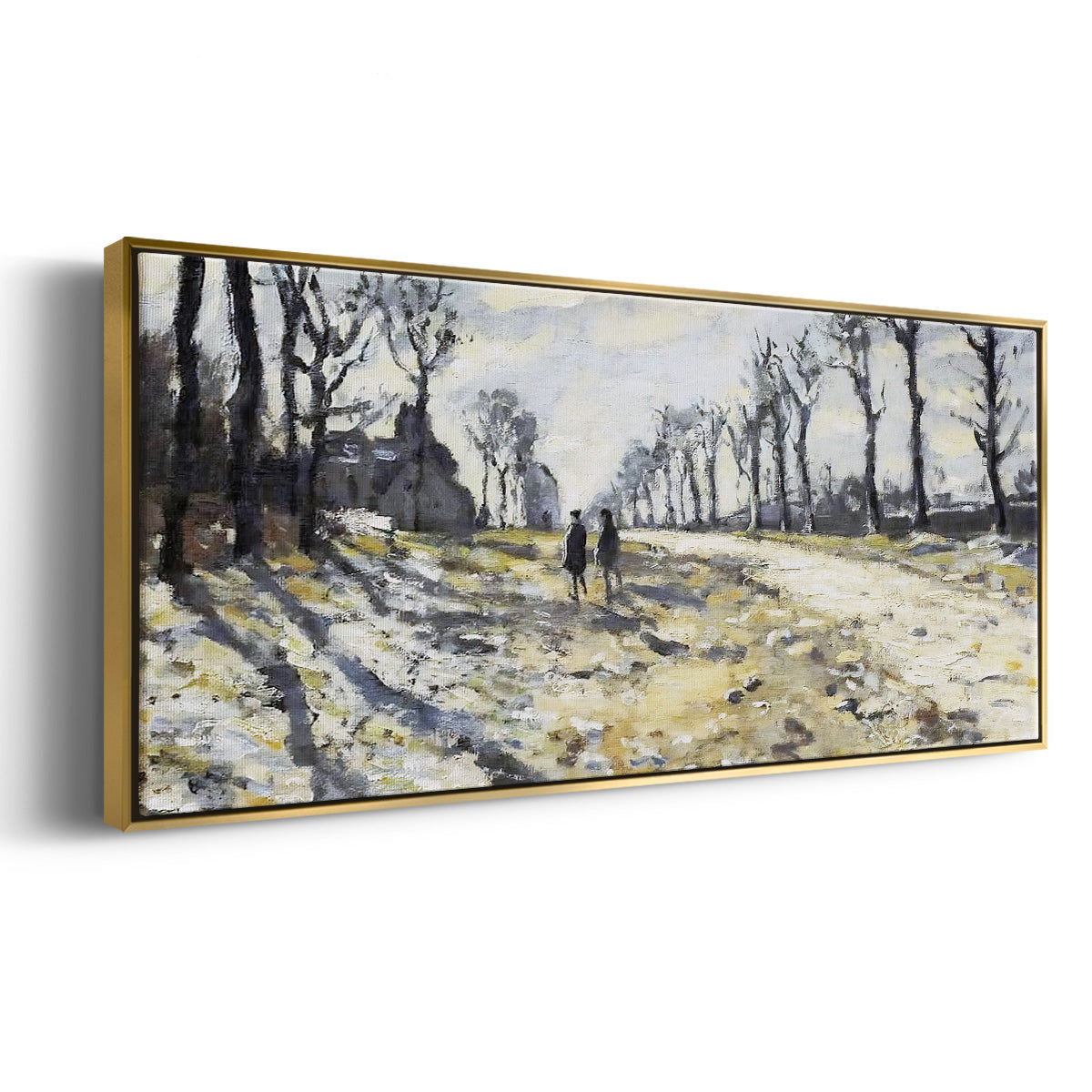 The Road, Effect of Snow at Sunset, 1869 - Floater Framed Canvas Print