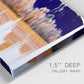 Close-up view of wrapped canvas corner featuring panoramic treeline landscape photograph.