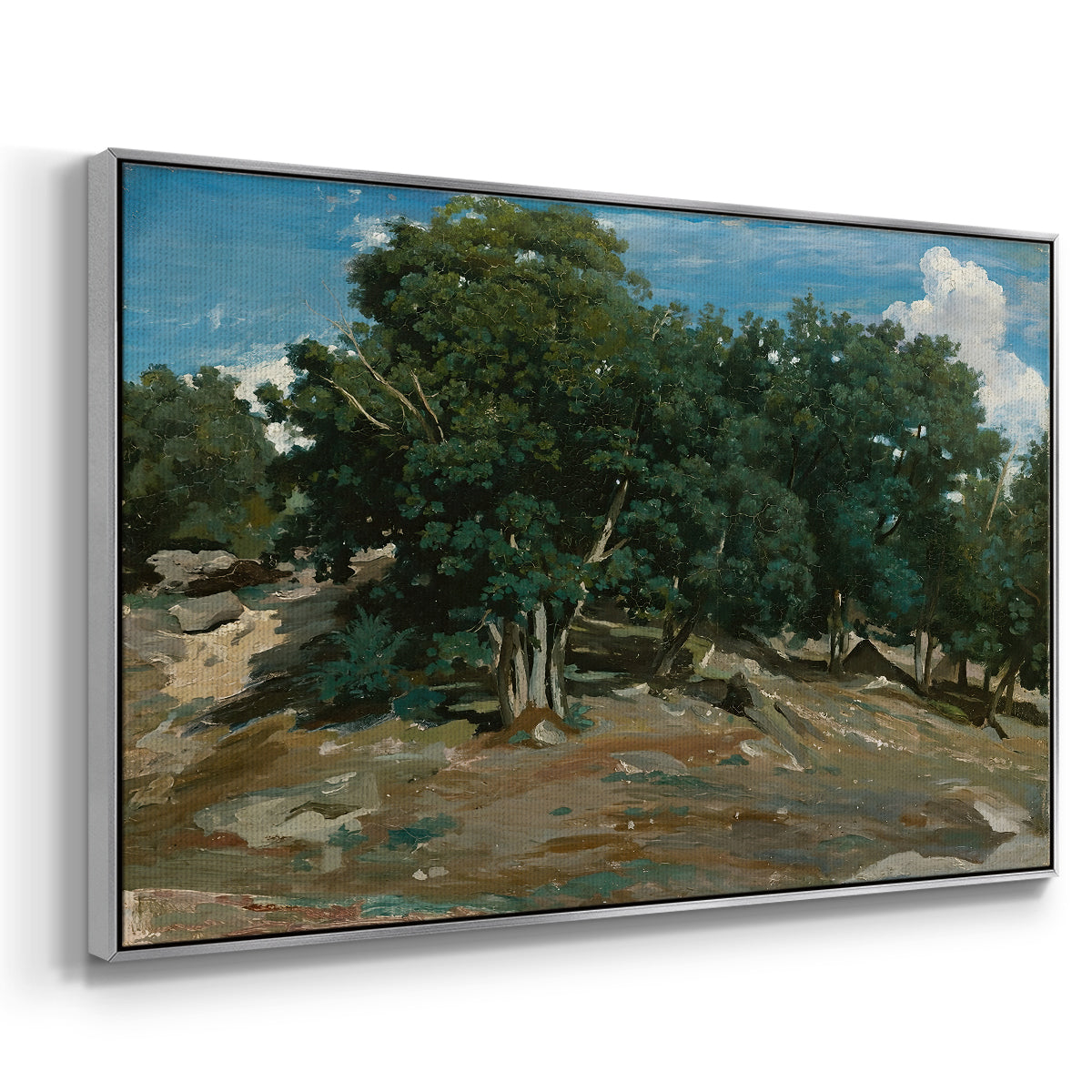 Fontainebleau: Oak Trees at Bas-Bréau, c. 1830-1835 - Floater Framed Canvas Print