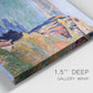 Close-up view of wrapped canvas corner featuring coastal village view near dieppe.