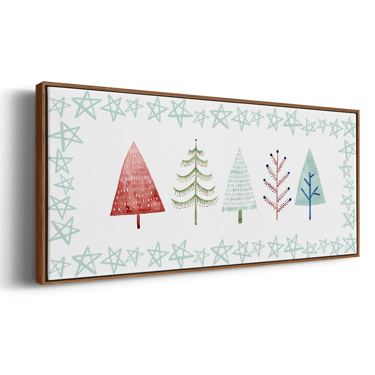 Christmas Tree Whimsy Collection C - Floater Framed Canvas Print