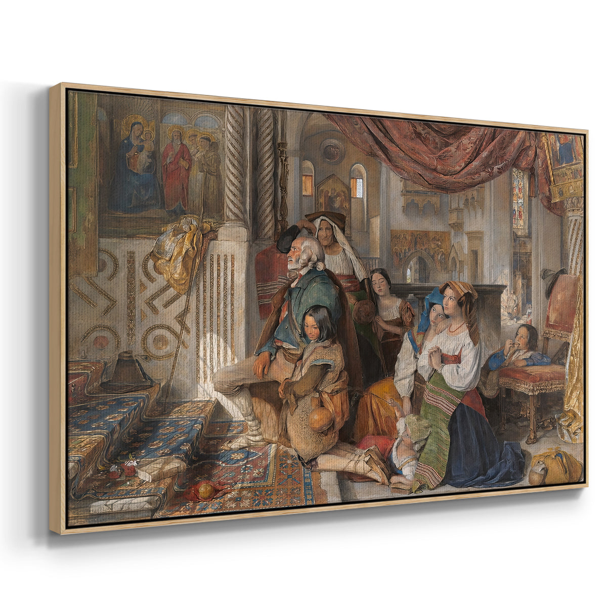Roman Pilgrims, 1854 - Floater Framed Canvas Print