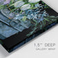 Close-up view of wrapped canvas corner featuring colorful wild tulips in bloom.