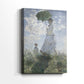 Side view of a canvas art print of a light-filled outdoor portrait with movement and airy tones, showing gallery-wrapped depth.