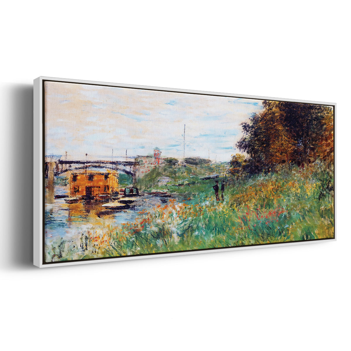 The Banks of the Seine at the Argenteuil Bridge, 1874 - Floater Framed Canvas Print
