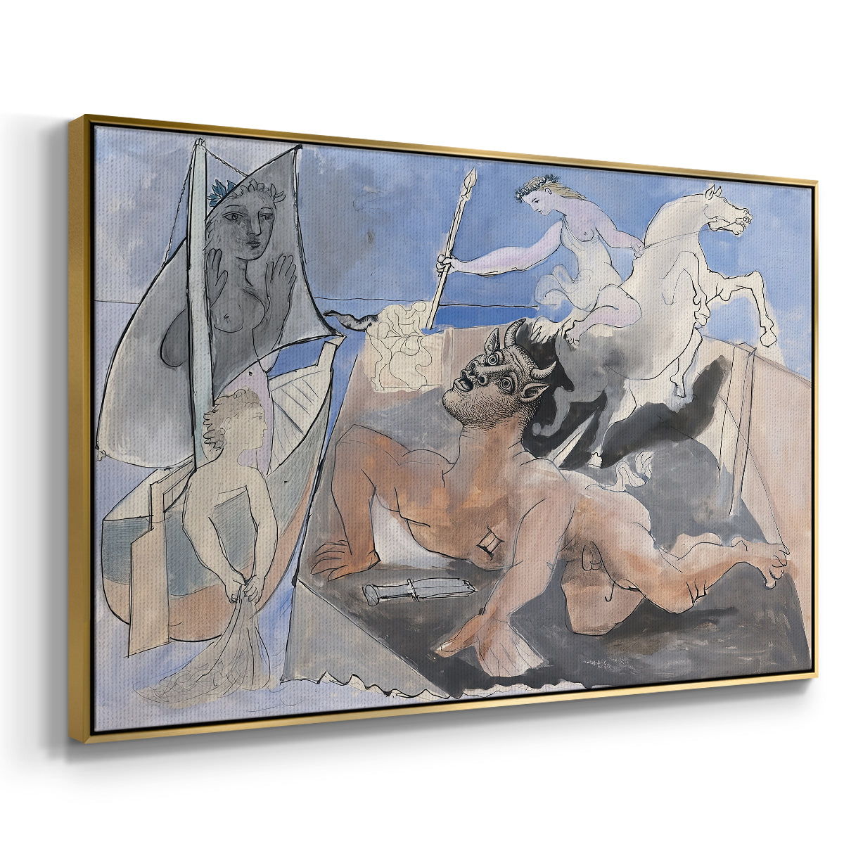 Composition with Minotaur, 1936 - Floater Framed Canvas Print