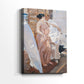 Side view of a canvas art print of a quiet composition with soft fabric and subtle highlights, showing gallery-wrapped depth.