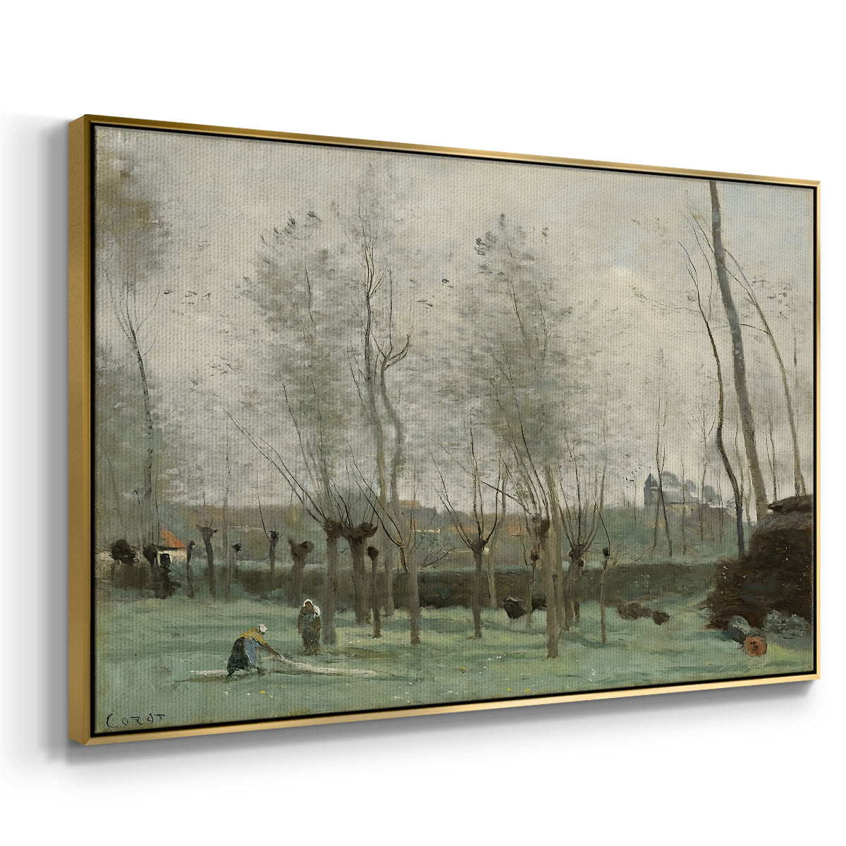 Washerwomen in a Willow Grove, c. 1871 - Floater Framed Canvas Print