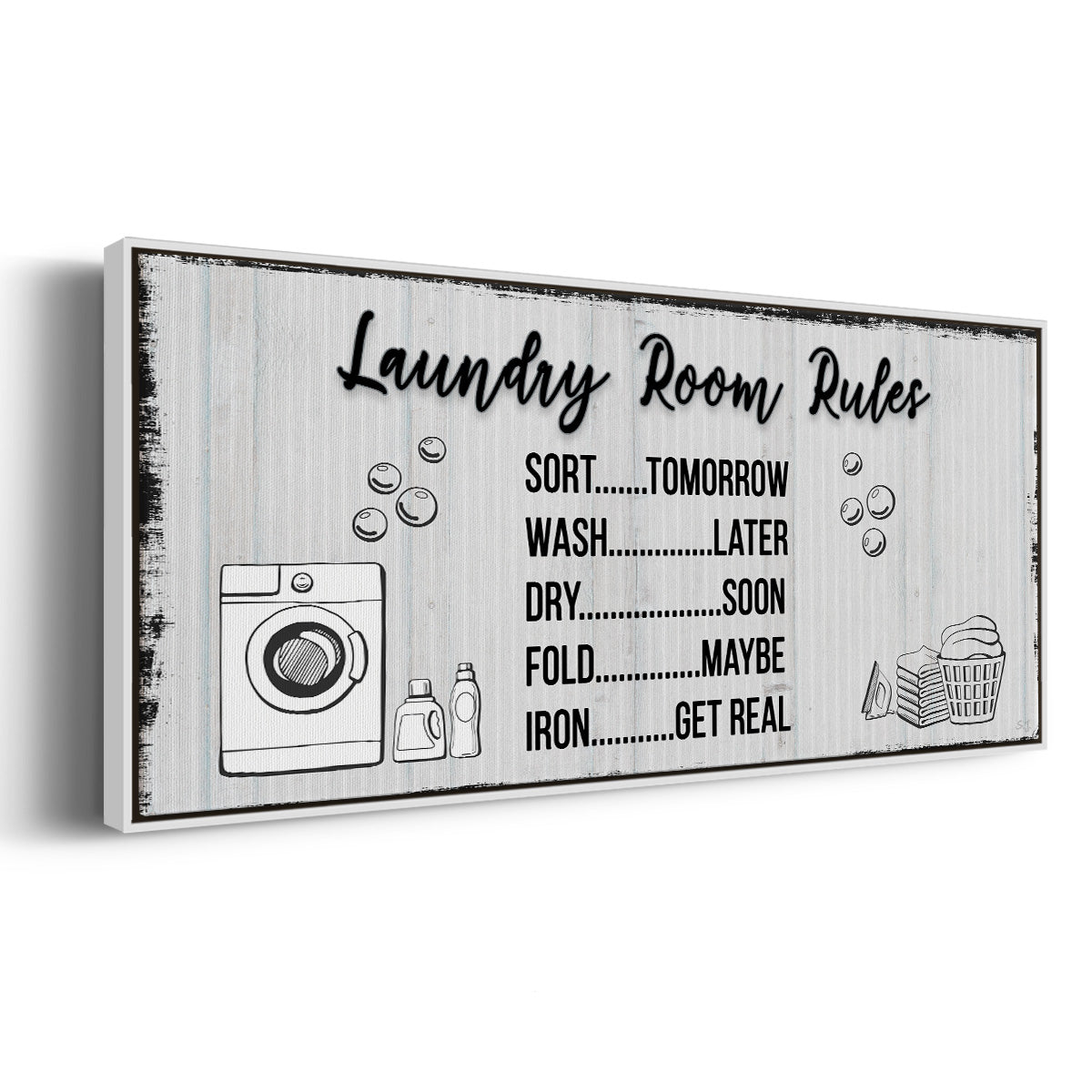 Laundry Room Rules - Floater Framed Canvas Print