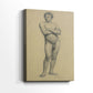 Side view of a canvas art print of a minimal sketch of a nude figure with clean lines, showing gallery-wrapped depth.