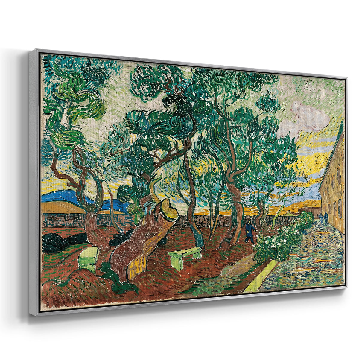 The Garden of Saint-Paul Hospital, 1889 - Floater Framed Canvas Print