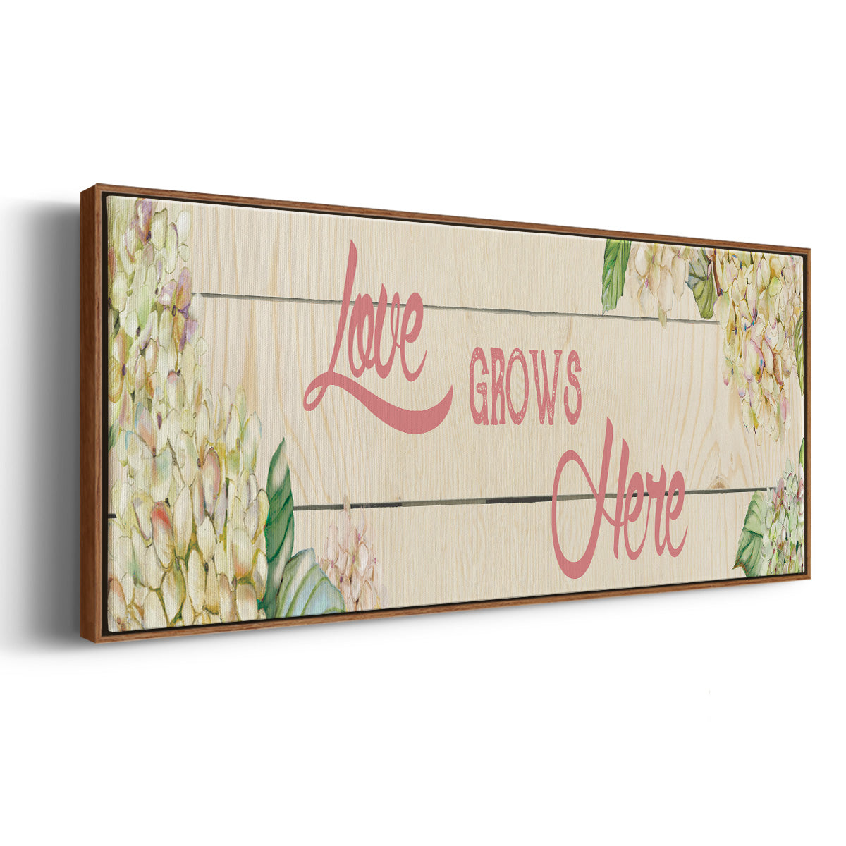 Love Grows Here - Floater Framed Canvas Print