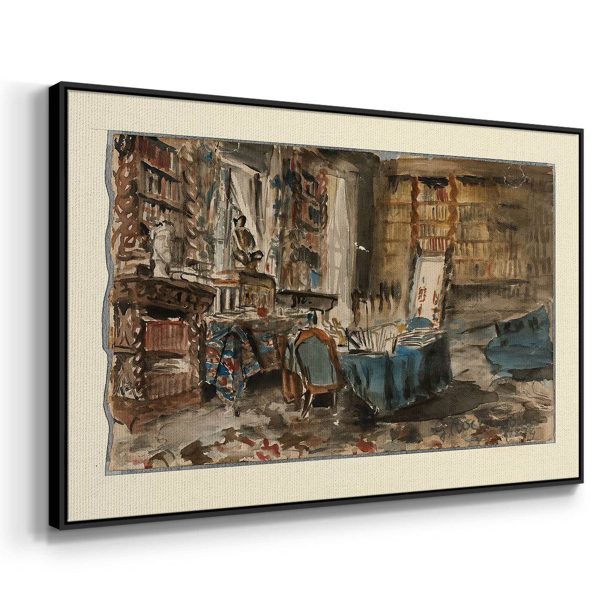 Cabinet de Flaubert à Croisset, 1874 - Floater Framed Canvas Print