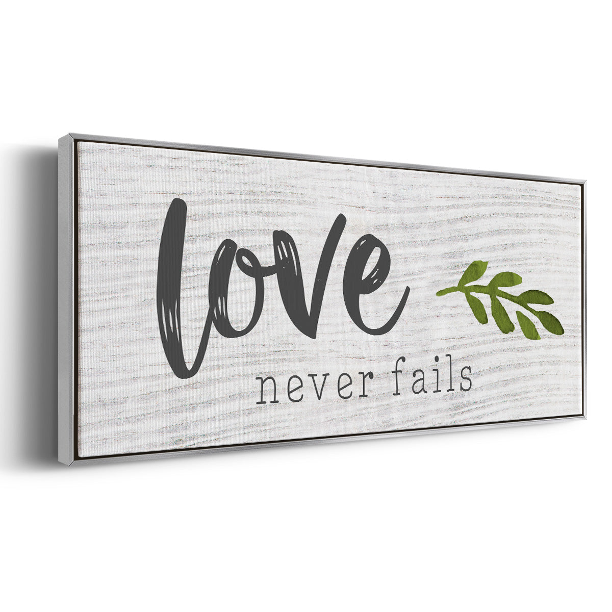 Love Never Fails - Floater Framed Canvas Print