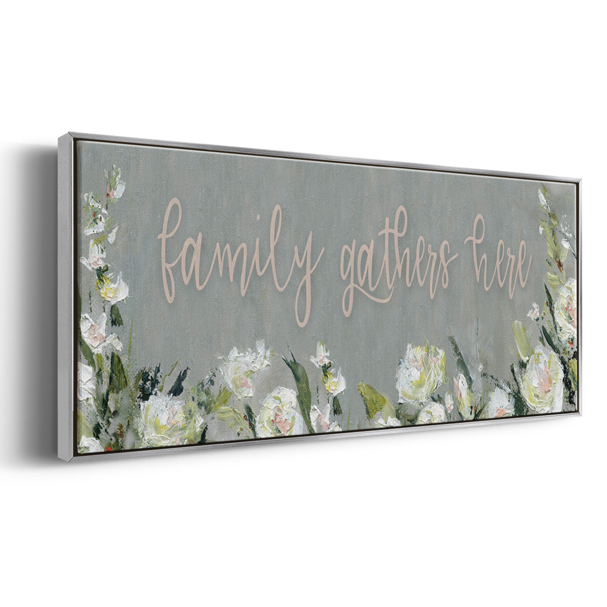 Family Gathers - Floater Framed Canvas Print